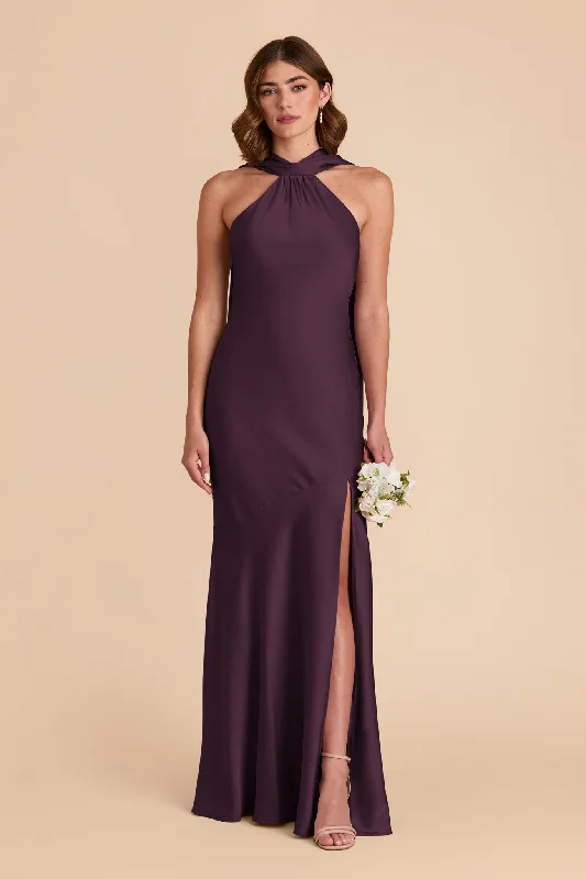 Maternity dress for a baby's first swim Eileen Matte Satin Dress - Plum