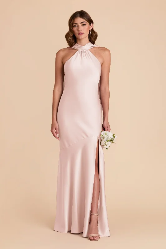 Maternity dress for a baby's first visit to the circus Eileen Matte Satin Dress - Pale Blush Maternity dress for a baby's first visit to the circus Eileen Matte Satin Dress - Pale Blush