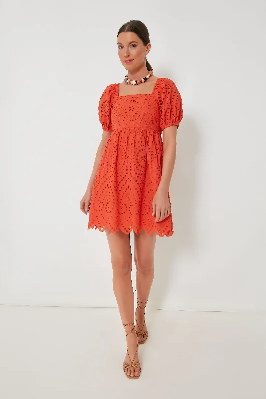 Midi dresses with abstract art prints for an artistic statement Orange Eyelet Clara Mini Dress Midi dresses with abstract art prints for an artistic statement Orange Eyelet Clara Mini Dress