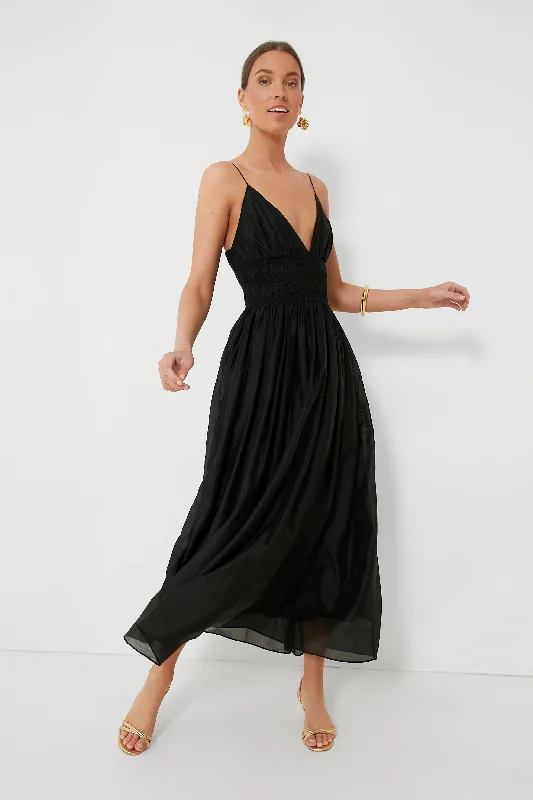Maxi - inspired midi dresses with flowing fabrics for a beachy vibe Black Sleeveless V-Neck Maxi Dress Maxi - inspired midi dresses with flowing fabrics for a beachy vibe Black Sleeveless V-Neck Maxi Dress