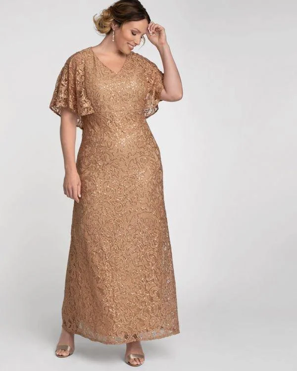 Maternity dress for a baby's first visit to the rock garden Kiyonna Celestial Cape Sleeve Gown Maternity dress for a baby's first visit to the rock garden Kiyonna Celestial Cape Sleeve Gown