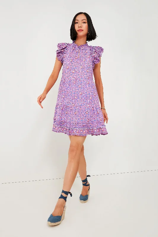 Midi dresses with empire waists for a flattering maternity option Violet Katama Print Ruffle Dress Midi dresses with empire waists for a flattering maternity option Violet Katama Print Ruffle Dress