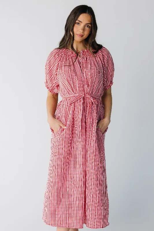 Midi dresses with pleated bodices for a classic and tailored look Run Away Gingham Dress Midi dresses with pleated bodices for a classic and tailored look Run Away Gingham Dress