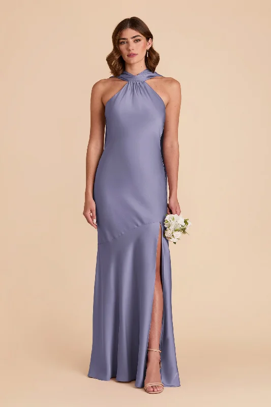 Maternity dress for a summer barbecue Eileen Matte Satin Dress - Wisteria