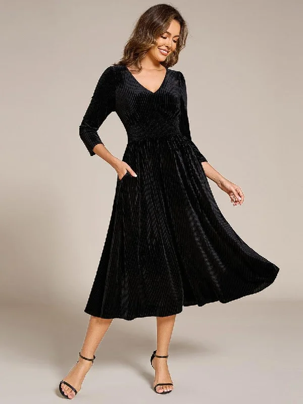 Backless wedding dresses with lace - up details Wedding guest dresses with tiered skirts for a feminine look ever ARLET|Long Sleeve High Stretch Velvet Tea Length Wedding Guest Dress Backless wedding dresses with lace - up details Wedding guest dresses with tiered skirts for a feminine look ever ARLET|Long Sleeve High Stretch Velvet Tea Length Wedding Guest Dress