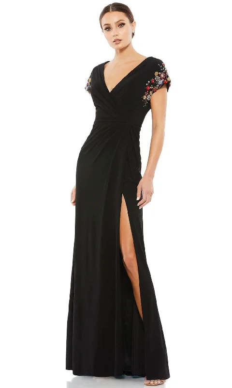 Long - train wedding dresses with a sweep train option Wedding guest dresses with abstract prints and long trains Mac Duggal 55709 - Floral Beaded Mother of the Bride Gown Long - train wedding dresses with a sweep train option Wedding guest dresses with abstract prints and long trains Mac Duggal 55709 - Floral Beaded Mother of the Bride Gown