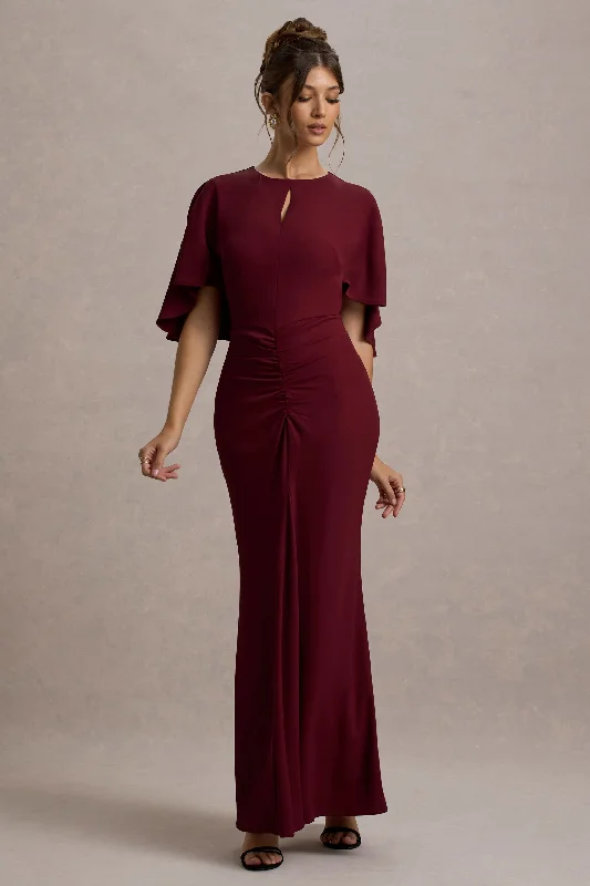Lace - covered wedding dresses with a scalloped hem Wedding guest dresses with fringe accents for a bohemian - inspired wedding Allison | Berry High-Neck Maxi Dress With Cape Lace - covered wedding dresses with a scalloped hem Wedding guest dresses with fringe accents for a bohemian - inspired wedding Allison | Berry High-Neck Maxi Dress With Cape