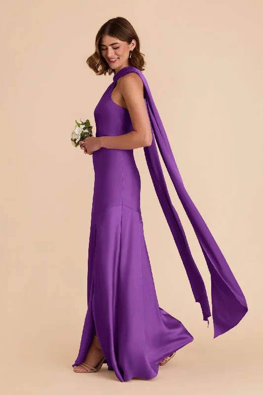 Maternity dress for a baby's first visit to the rooftop garden Eileen Matte Satin Dress - Amethyst Maternity dress for a baby's first visit to the rooftop garden Eileen Matte Satin Dress - Amethyst