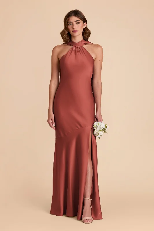 Maternity dress for a baby's first visit to the magic show Eileen Matte Satin Dress - Spice Maternity dress for a baby's first visit to the magic show Eileen Matte Satin Dress - Spice