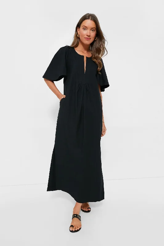 Midi dresses with off - the - shoulder necklines for a flirty look Black Finley Flutter Sleeve Maxi Dress Midi dresses with off - the - shoulder necklines for a flirty look Black Finley Flutter Sleeve Maxi Dress