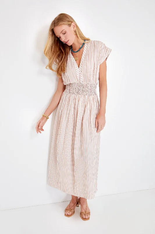 Midi dresses with mesh inserts for a trendy and breathable option Bronze Stripe Granada Dress Midi dresses with mesh inserts for a trendy and breathable option Bronze Stripe Granada Dress