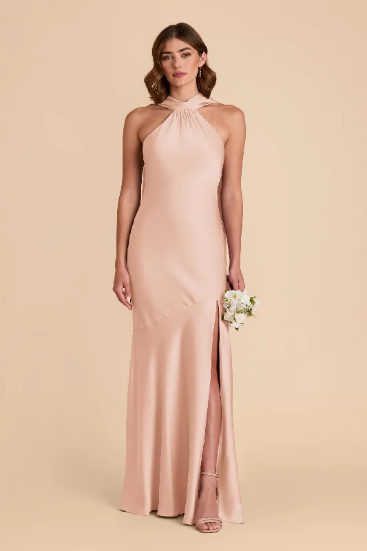 Nursing friendly maternity dress for breastfeeding Eileen Matte Satin Dress - Rose Gold Nursing friendly maternity dress for breastfeeding Eileen Matte Satin Dress - Rose Gold