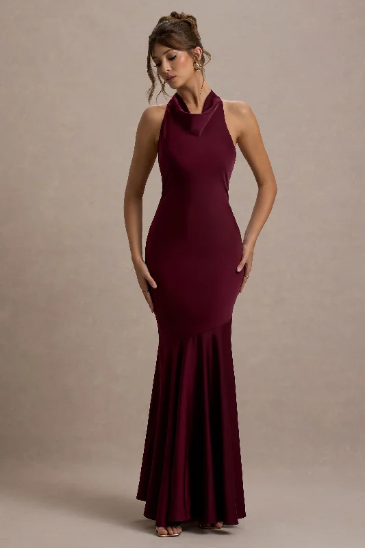 Wedding dresses with a bateau neckline for a classic shape Wedding guest dresses with tassel - adorned belts and A - line skirts Amelita | Port Satin Cowl-Neck Maxi Dress Wedding dresses with a bateau neckline for a classic shape Wedding guest dresses with tassel - adorned belts and A - line skirts Amelita | Port Satin Cowl-Neck Maxi Dress