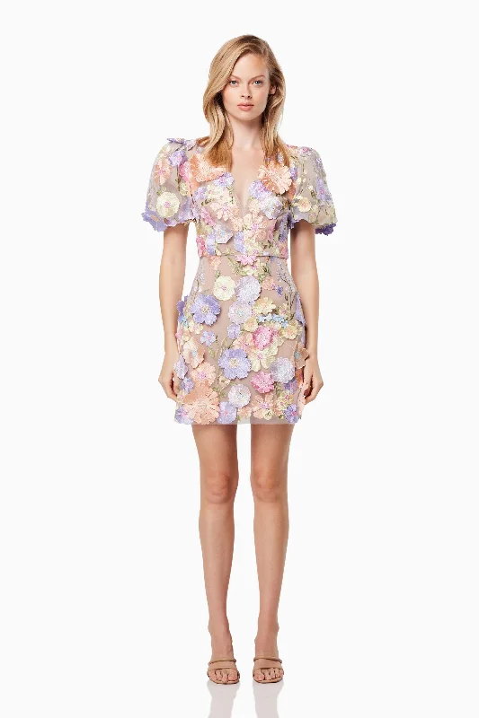 Mini dresses with empire waists for a flattering fit Anthea 3D Lace Mini Dress In Purple Mini dresses with empire waists for a flattering fit Anthea 3D Lace Mini Dress In Purple