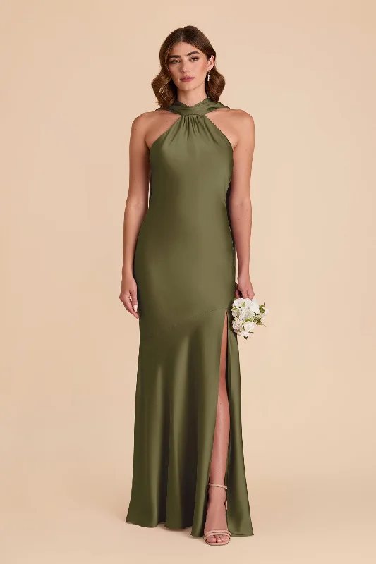 Maternity dress for maternity yoga classes Eileen Matte Satin Dress - Martini