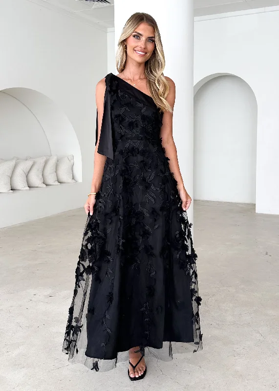 Midi dresses with denim fabric for a casual yet stylish day out Devotion One Shoulder Midi Dress - Black Midi dresses with denim fabric for a casual yet stylish day out Devotion One Shoulder Midi Dress - Black