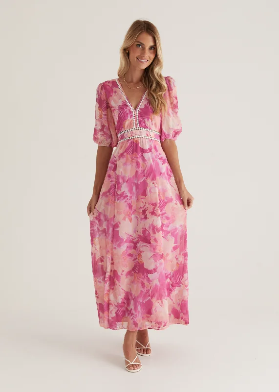 Midi dresses with satin - finish fabrics for a luxurious feel Avianna Midi Dress - Pink Ziah Midi dresses with satin - finish fabrics for a luxurious feel Avianna Midi Dress - Pink Ziah