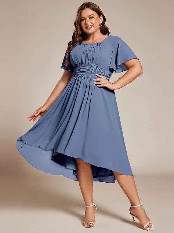 Ballroom - ready wedding dresses with a large skirt Lace - and - tulle wedding guest dresses with sweetheart necklines pretty EDEN|Plus Size Pleated Round Neckline A-Line Midi Chiffon Wedding Guest Dress Ballroom - ready wedding dresses with a large skirt Lace - and - tulle wedding guest dresses with sweetheart necklines pretty EDEN|Plus Size Pleated Round Neckline A-Line Midi Chiffon Wedding Guest Dress