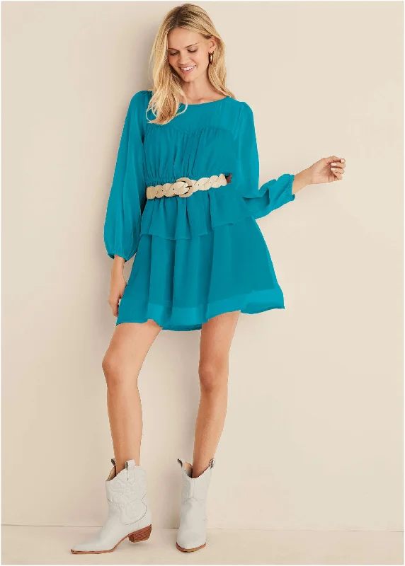Mini dresses with button - down fronts Sheer Beauty Mini Dress - Teal