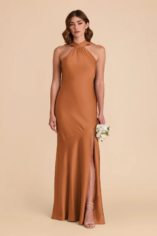 Maternity dress for hospital visits during pregnancy Eileen Matte Satin Dress - Rust Maternity dress for hospital visits during pregnancy Eileen Matte Satin Dress - Rust