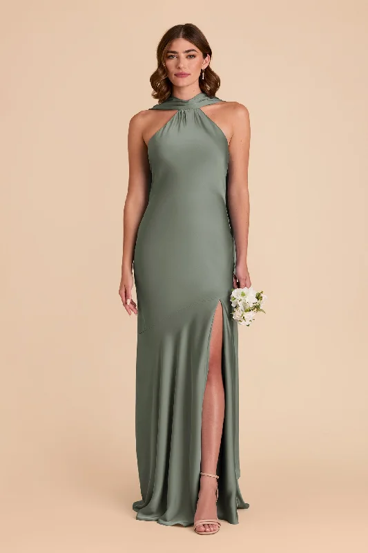 Maternity dress for a baby's first visit to the nature reserve Eileen Matte Satin Dress - Sea Glass Maternity dress for a baby's first visit to the nature reserve Eileen Matte Satin Dress - Sea Glass