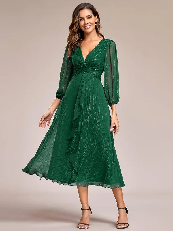 Wedding dresses with a dropped waist for a retro style Animal - print wedding guest dresses in subtle colors for a bold statement ever EMBER|Glitter Twist Knot See-Through Long Sleeve Wedding Guest Dress Wedding dresses with a dropped waist for a retro style Animal - print wedding guest dresses in subtle colors for a bold statement ever EMBER|Glitter Twist Knot See-Through Long Sleeve Wedding Guest Dress