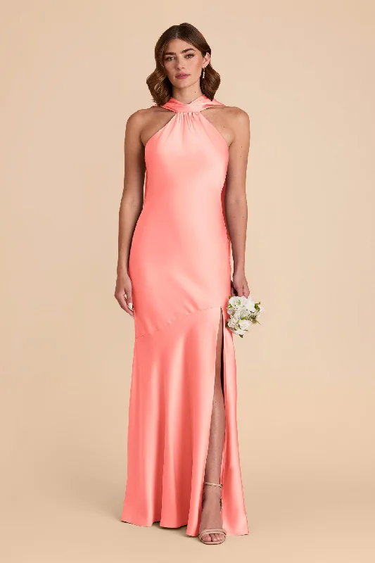Maternity dress for a tea party Eileen Matte Satin Dress - Coral Pink