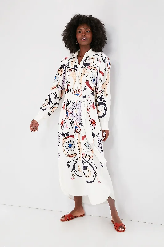 Midi dresses with animal prints for a bold and confident appearance Scrolls Multi Gard Luna Dress Midi dresses with animal prints for a bold and confident appearance Scrolls Multi Gard Luna Dress