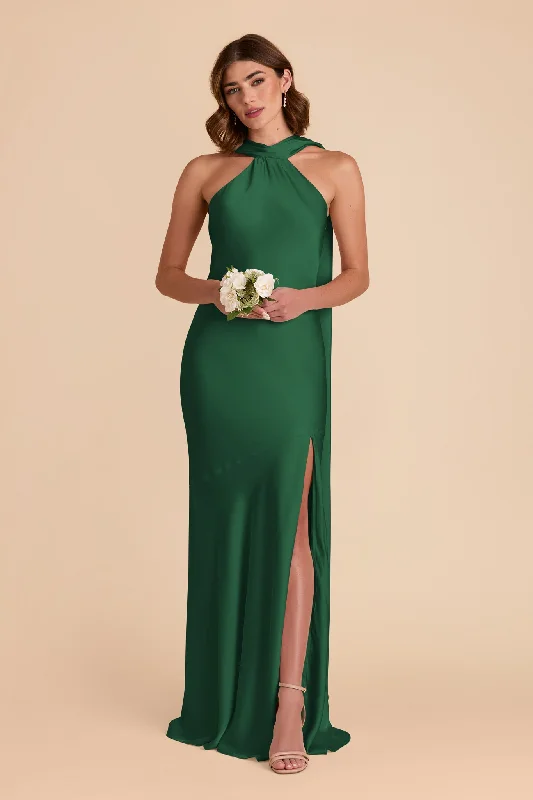 Maternity dress for a baby's first visit to the fair Eileen Matte Satin Dress - Forest Green Maternity dress for a baby's first visit to the fair Eileen Matte Satin Dress - Forest Green