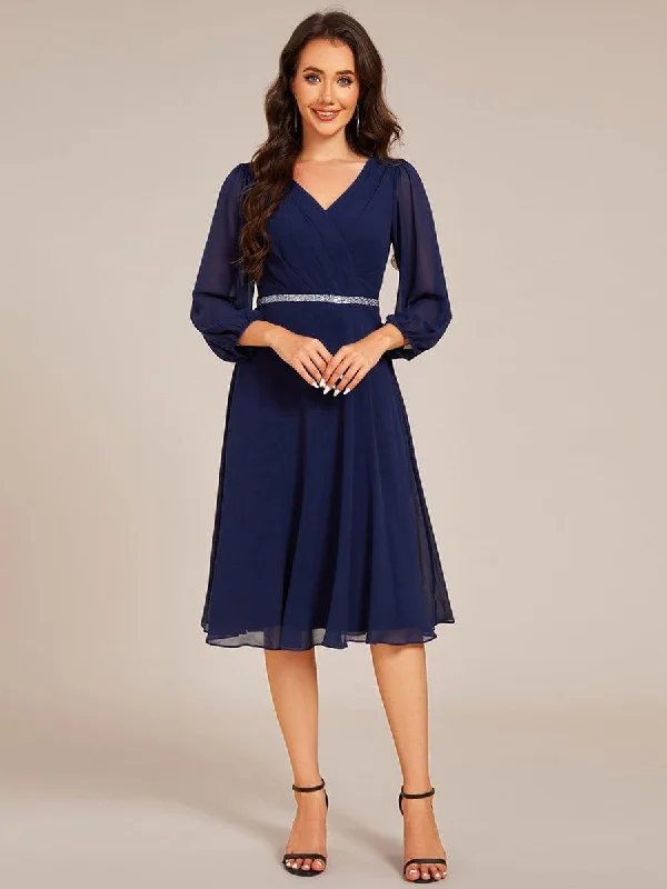 Short - length wedding dresses with a flirty skirt Sleeveless wedding guest dresses with ruffled hems ever NYLAH|Pleated A-Line Long Sleeve Midi Chiffon Wedding Guest Dress Short - length wedding dresses with a flirty skirt Sleeveless wedding guest dresses with ruffled hems ever NYLAH|Pleated A-Line Long Sleeve Midi Chiffon Wedding Guest Dress