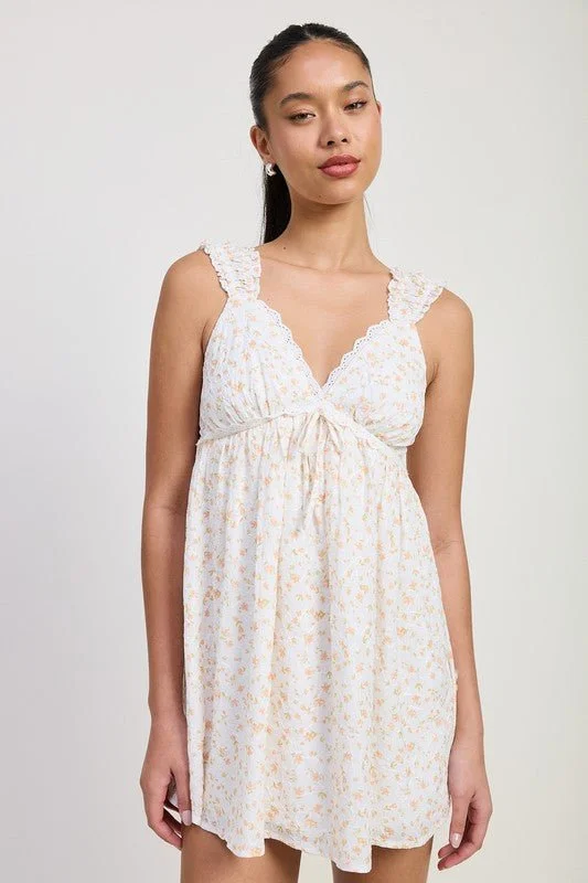 Mini dresses with off - the - shoulder styles Floral Babydoll Dress