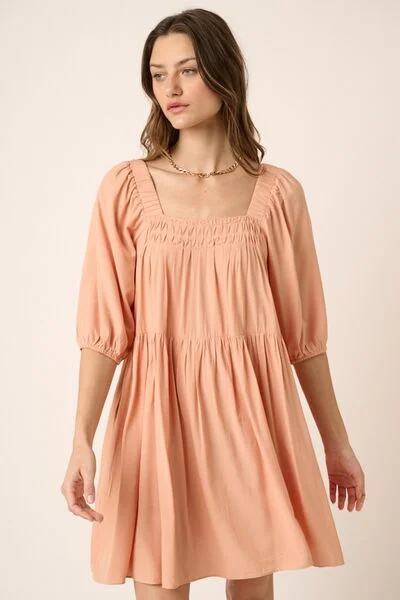 Velvet mini dresses for autumn weddings Evelyn Tie Back Mini Dress - Apricot