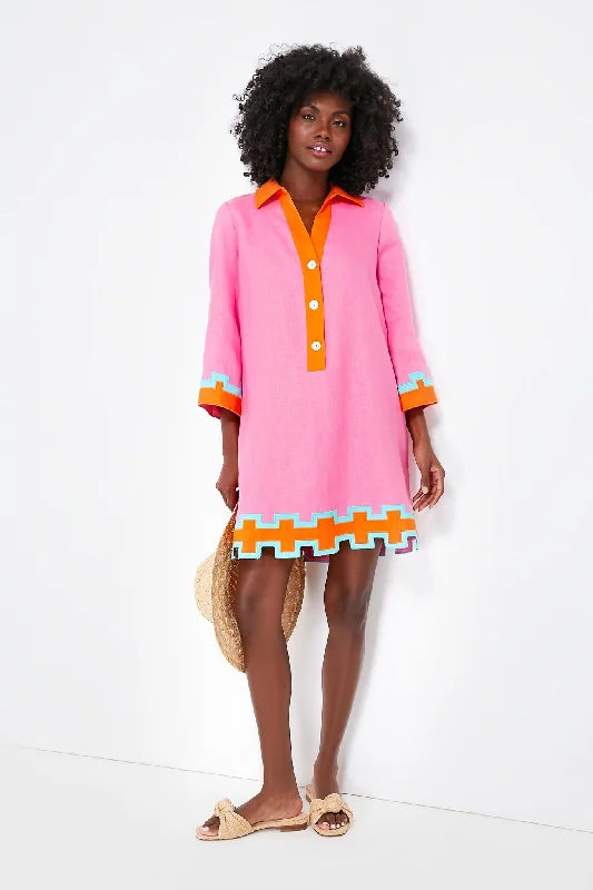 Midi dresses with cotton - blend materials for everyday comfort Peony Pink and Tangerine Collier Dress Midi dresses with cotton - blend materials for everyday comfort Peony Pink and Tangerine Collier Dress