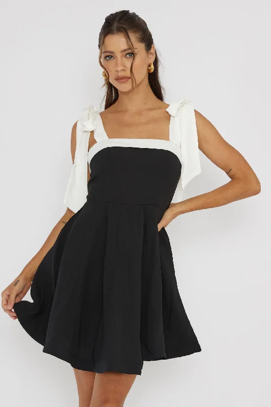 Sequined mini dresses for New Year's Eve Jeanie Bow Shoulder Mini Dress Black