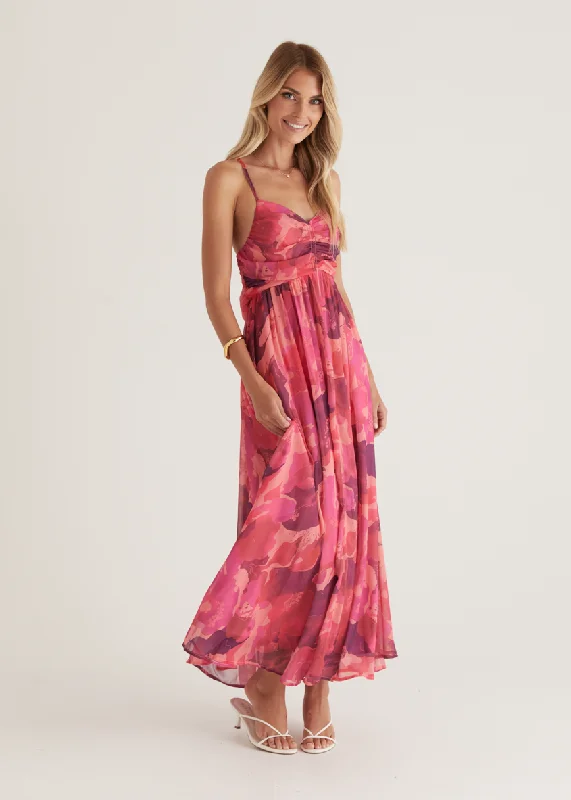 Velvet midi dresses in jewel tones for a glamorous winter event Tahitian Midi Dress - Magenta Rush Velvet midi dresses in jewel tones for a glamorous winter event Tahitian Midi Dress - Magenta Rush
