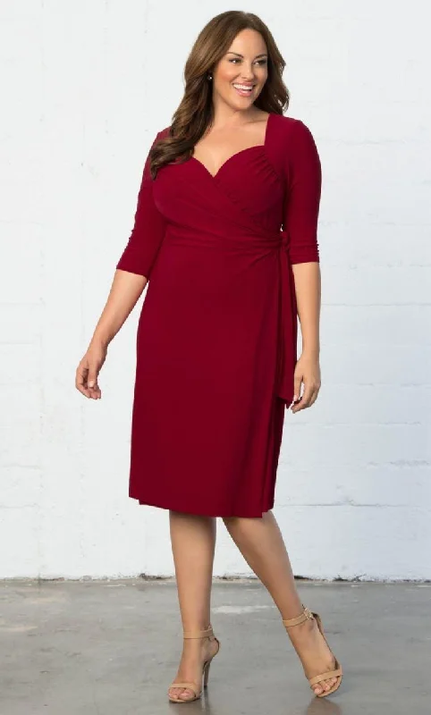 Maternity dress with pockets for convenience Kiyonna Sweetheart Knit Wrap Short Dress Plus Size Maternity dress with pockets for convenience Kiyonna Sweetheart Knit Wrap Short Dress Plus Size