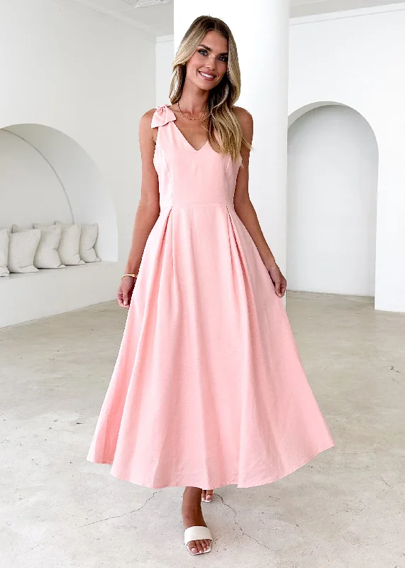 Wrap - style midi dresses in silk for a sophisticated office look Pacifica Midi Dress - Blush Wrap - style midi dresses in silk for a sophisticated office look Pacifica Midi Dress - Blush