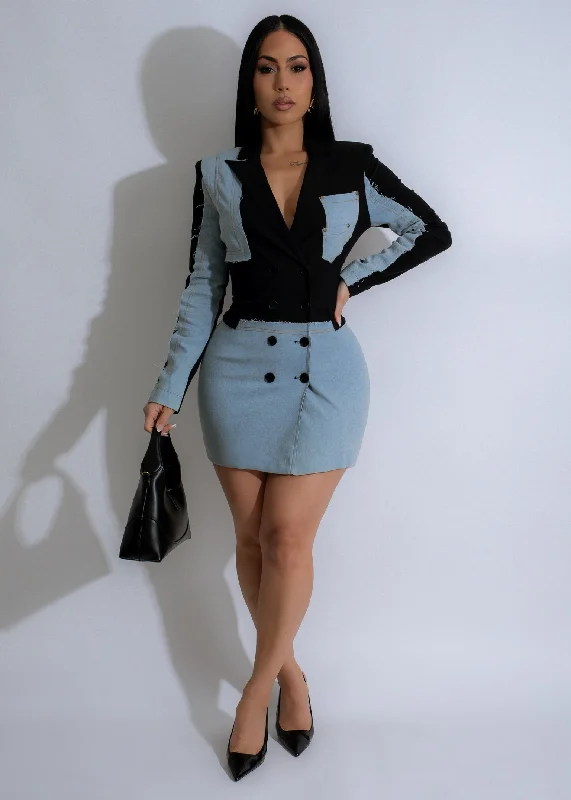 Printed mini dresses for a casual day out Fusion Edge Blazer Mini Dress Black