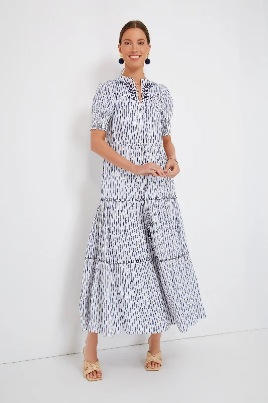 Midi dresses with empire waists for a flattering maternity option Ikat Blue Tara Dress Midi dresses with empire waists for a flattering maternity option Ikat Blue Tara Dress