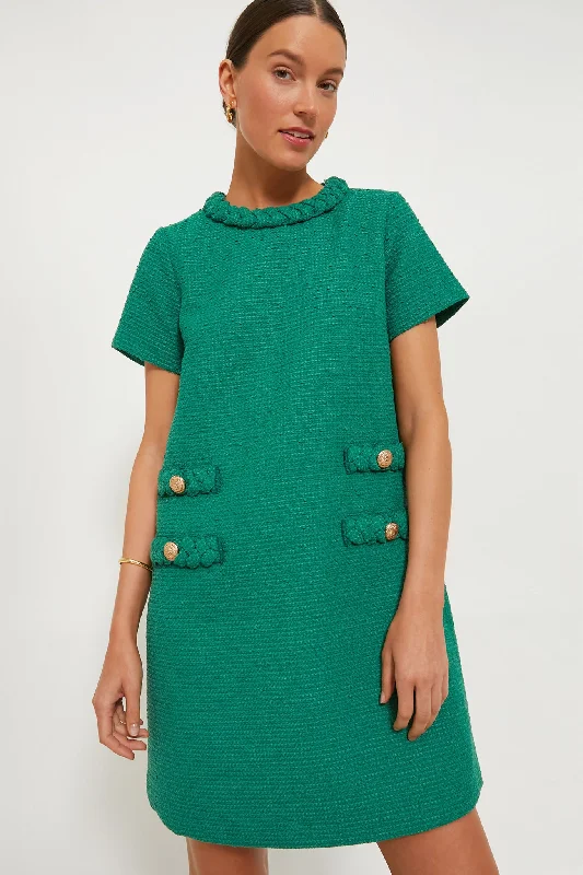 Midi dresses with gathered skirts for a full and flowing silhouette Emerald Green Tweed Jackie Dress Midi dresses with gathered skirts for a full and flowing silhouette Emerald Green Tweed Jackie Dress
