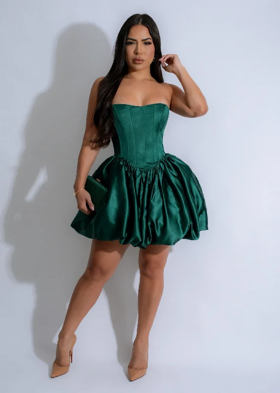 Mini dresses with high - low hems for a modern twist Sugar Plum Satin Mini Dress Green Mini dresses with high - low hems for a modern twist Sugar Plum Satin Mini Dress Green