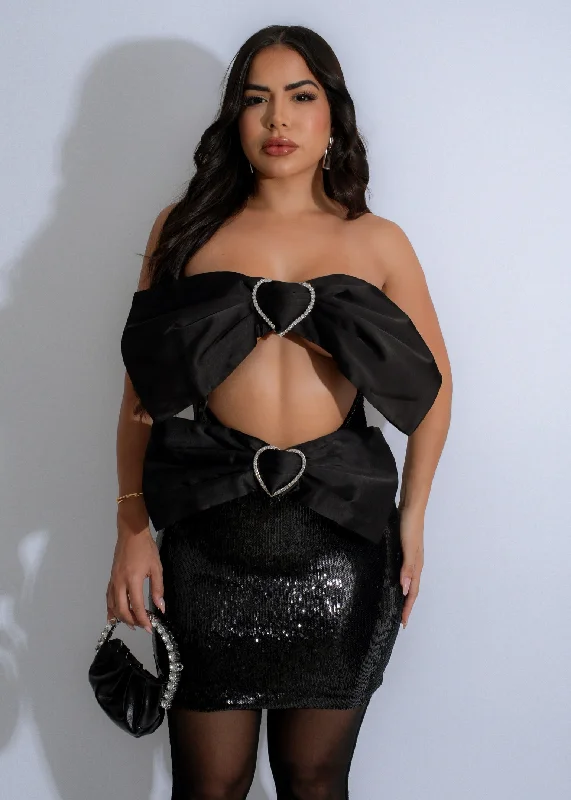Cotton mini dresses for a comfortable everyday option Black Diamond Rhinestone Mini Dress Black