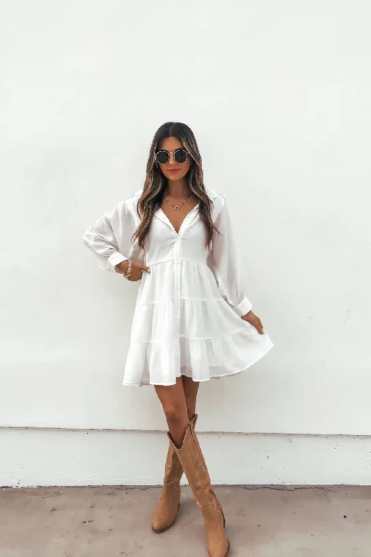Wedding dresses with a corseted bodice for a cinched waist Satin wedding guest dresses with side slits for a sexy touch White Balloon Sleeve Tiered Mini Dress Wedding dresses with a corseted bodice for a cinched waist Satin wedding guest dresses with side slits for a sexy touch White Balloon Sleeve Tiered Mini Dress