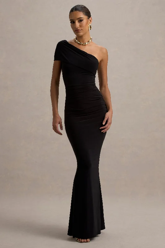 Wedding dresses with a detachable skirt for versatility Mini wedding guest dresses with glittery accents for a trendy look Alethea | Black Asymmetric Bardot Maxi Dress Wedding dresses with a detachable skirt for versatility Mini wedding guest dresses with glittery accents for a trendy look Alethea | Black Asymmetric Bardot Maxi Dress