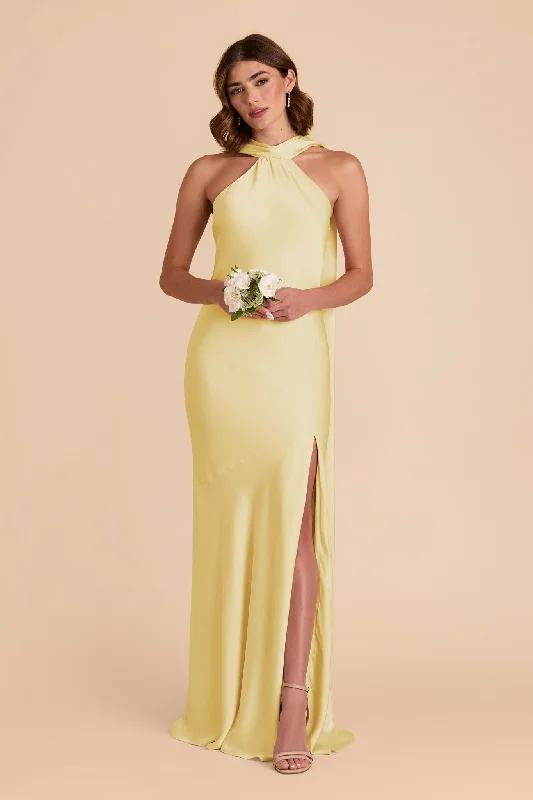 Maternity dress for a tea party Eileen Matte Satin Dress - Lemon Sorbet