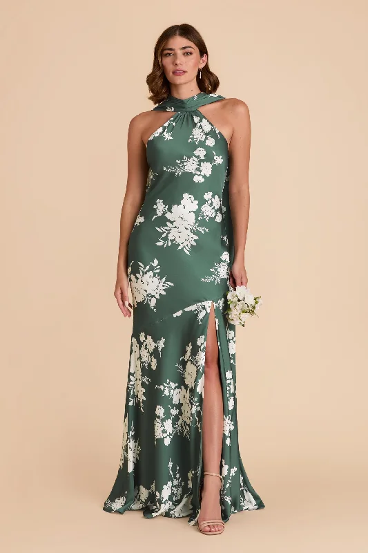 Maternity dress for a baby's baptism Eileen Matte Satin Dress - Eucalyptus Whimsical Blooms Maternity dress for a baby's baptism Eileen Matte Satin Dress - Eucalyptus Whimsical Blooms