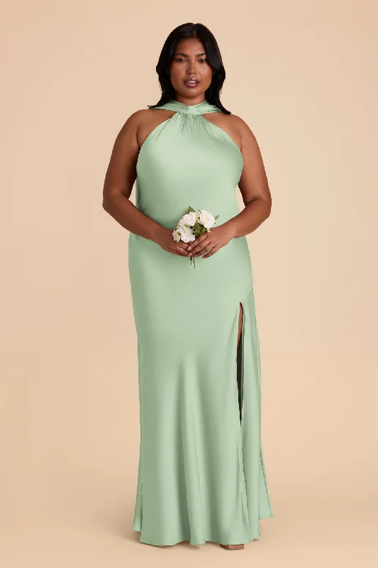 Maternity dress for work in a professional style Eileen Matte Satin Dress - Pistachio Maternity dress for work in a professional style Eileen Matte Satin Dress - Pistachio