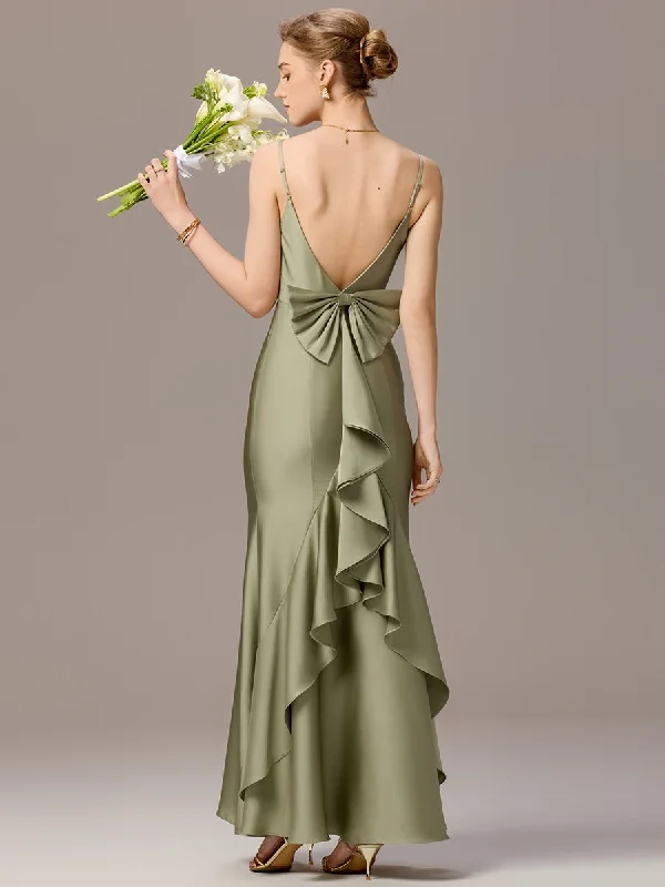 Sleeveless wedding dresses with a beaded belt Wedding guest dresses with ruched bodices and spaghetti straps Mermaid Bow Stretch Satin Maxi Bridesmaid Dress Sleeveless wedding dresses with a beaded belt Wedding guest dresses with ruched bodices and spaghetti straps Mermaid Bow Stretch Satin Maxi Bridesmaid Dress