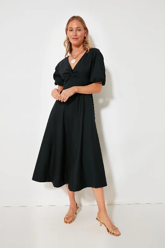 Midi dresses with lace - up fronts for a unique and adjustable style Black Finley Dress Midi dresses with lace - up fronts for a unique and adjustable style Black Finley Dress