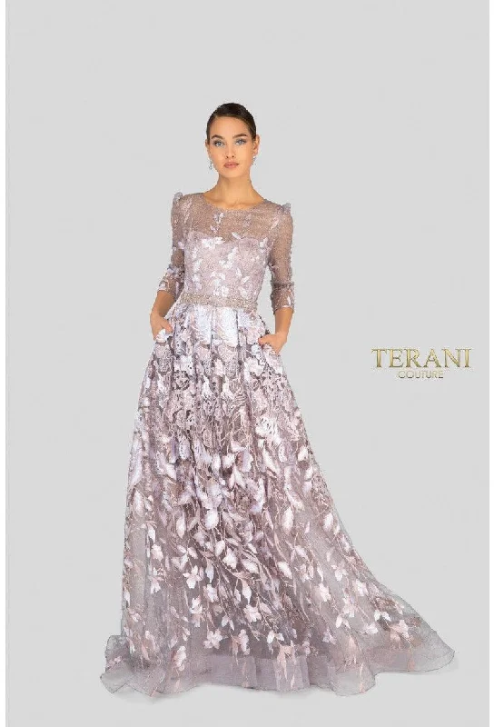 Maternity dress for a baby's first visit to the secret garden Terani Couture 1913M9408 Long Formal Evening Dress